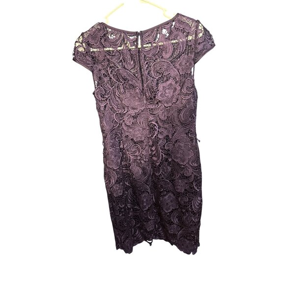 Adrianna Papell Purple Floral Lace Sheath Dress Size 8 - Picture 3 of 4